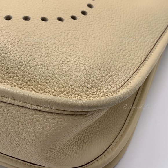 Authentic HERMES Ivory Beige Clemence Evelyne II PM Crossbody Bag - Picture 8 of 16